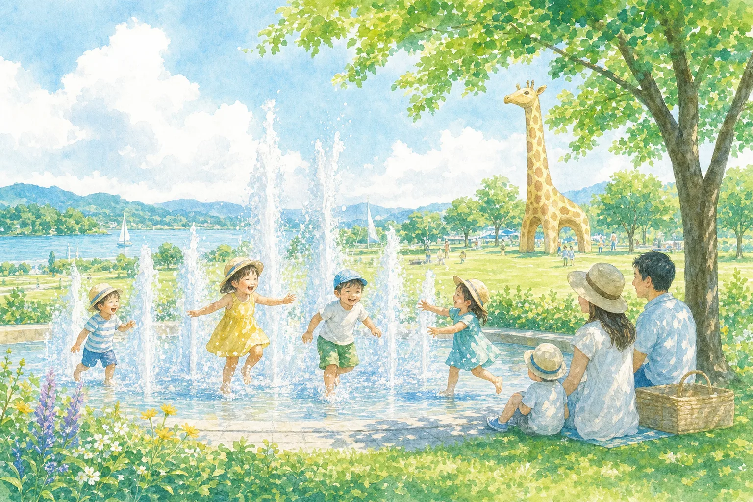 2026年 東郷湖羽合臨海公園 南谷公園 キリン公園 噴水広場 1日満喫コース