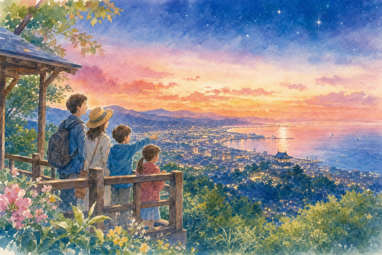 2026年 石垣山一夜城歴史公園 物見台の夜景 1日満喫コース