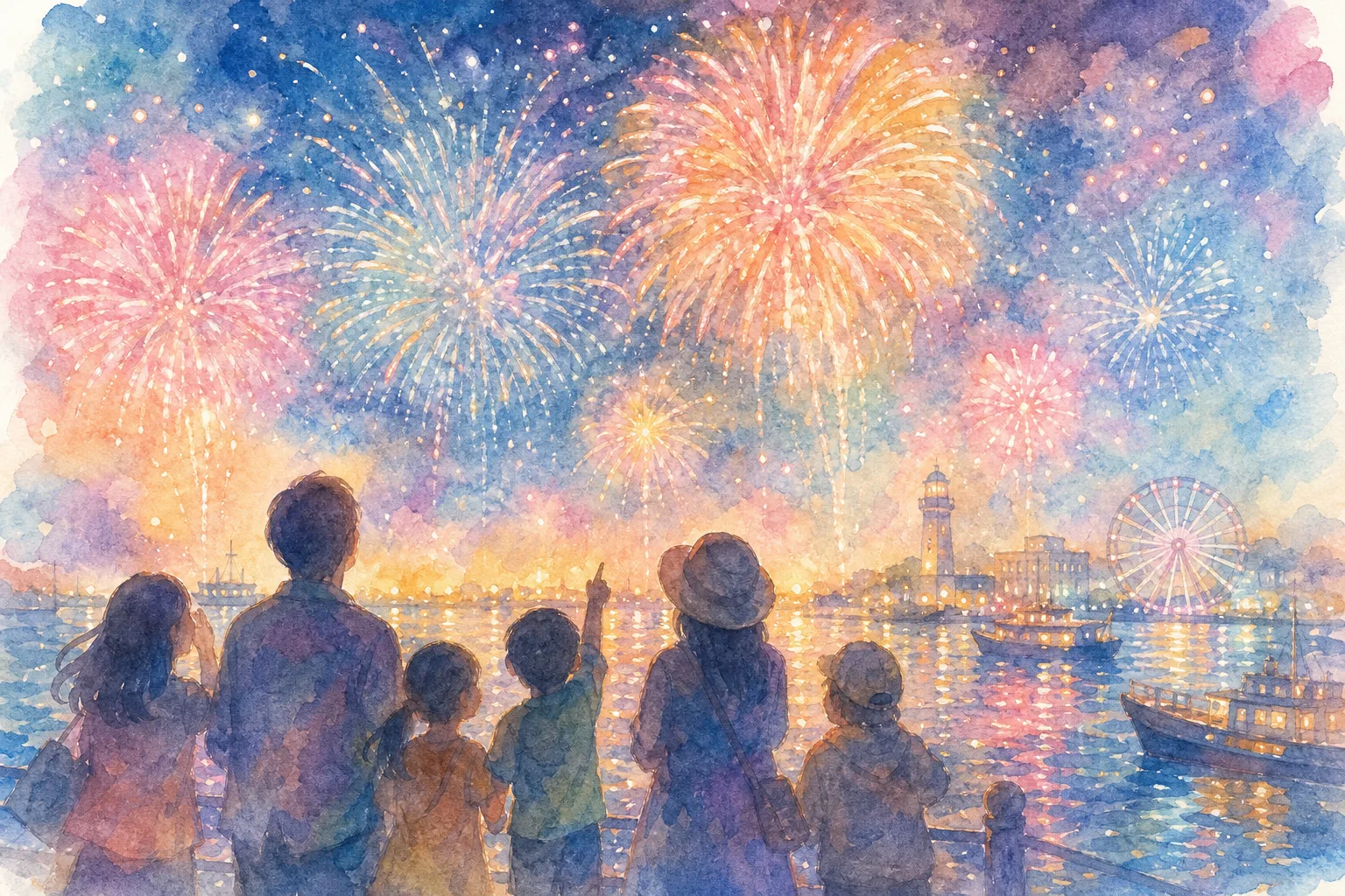 瀬戸港沖合(おおせと夏まつり花火大会会場)