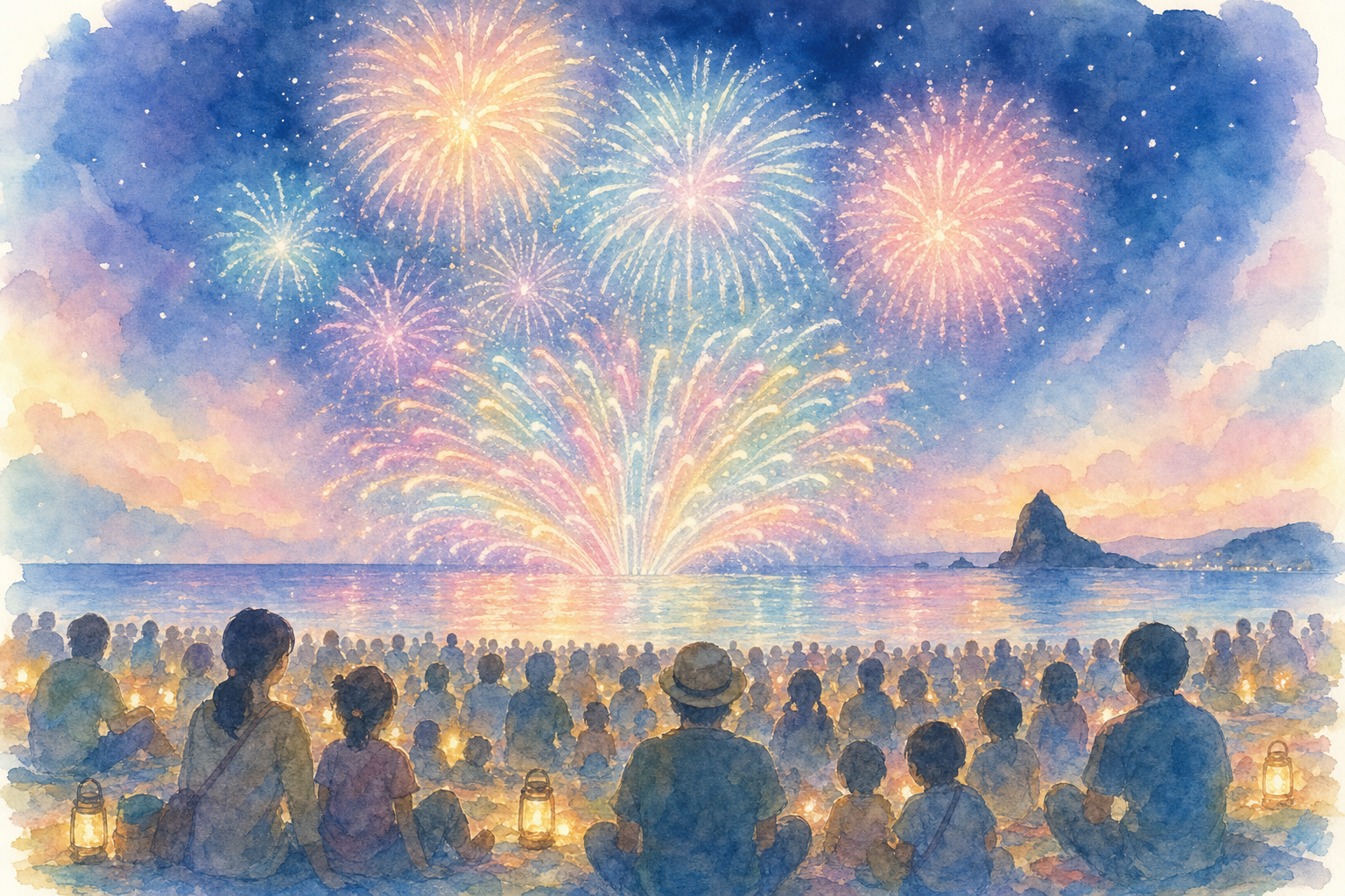 サザンビーチちがさき花火大会(打ち上げ海上)