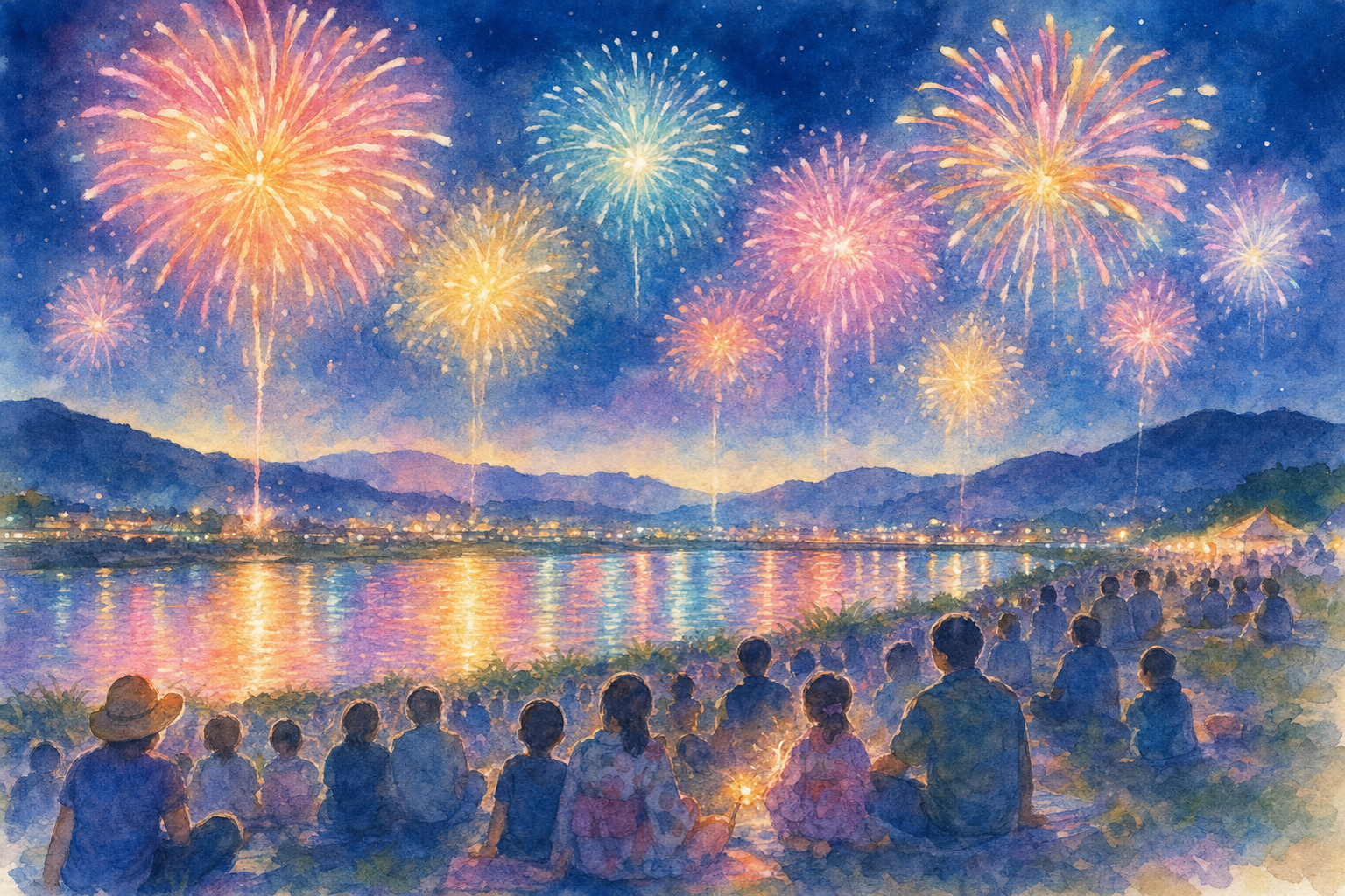 笛吹川県下納涼花火大会会場(万力大橋下流笛吹川河畔)