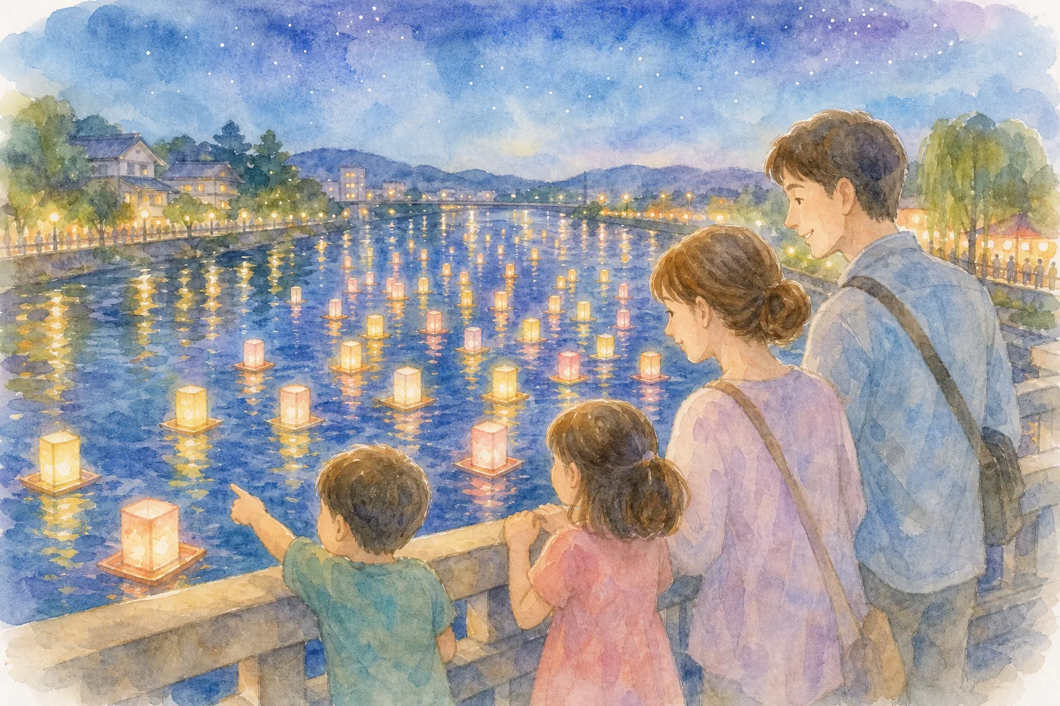 松江大橋周辺・白潟公園 とうろう流し会場