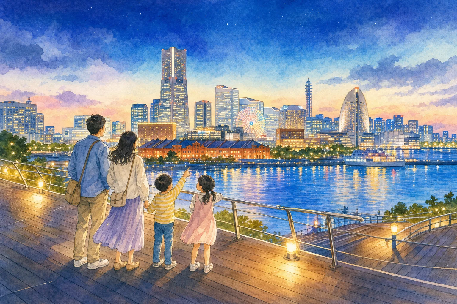 2026年 横浜港大さん橋国際客船ターミナル 屋上広場の夜景 1日満喫コース