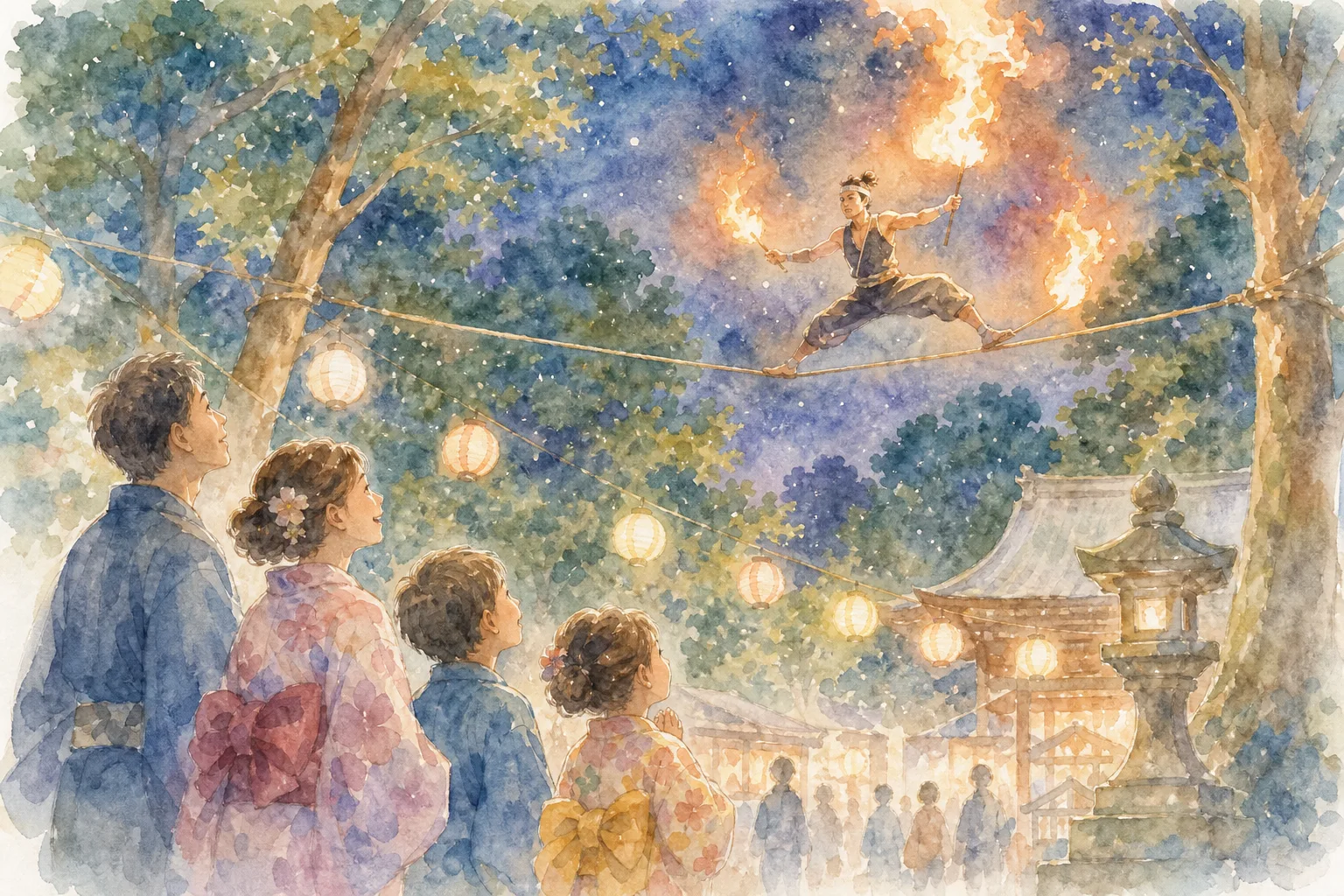 小張松下流綱火 会場(小張愛宕神社)