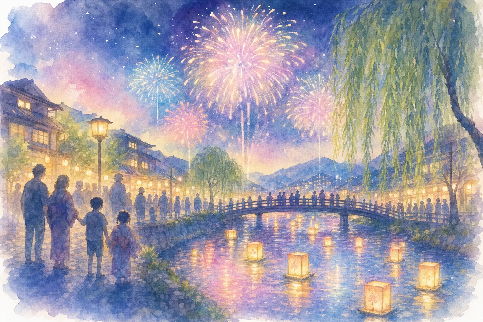 城崎温泉夏物語「夢花火」会場(大谿川河畔)