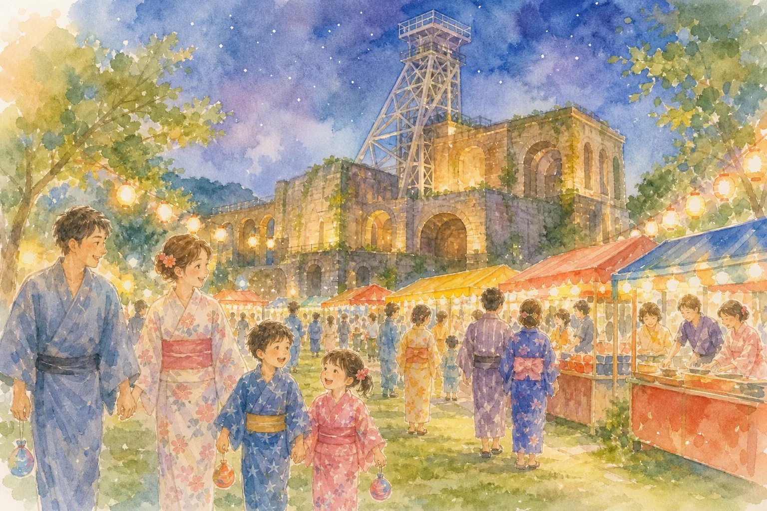 万田坑前芝生広場(荒尾夜市会場)