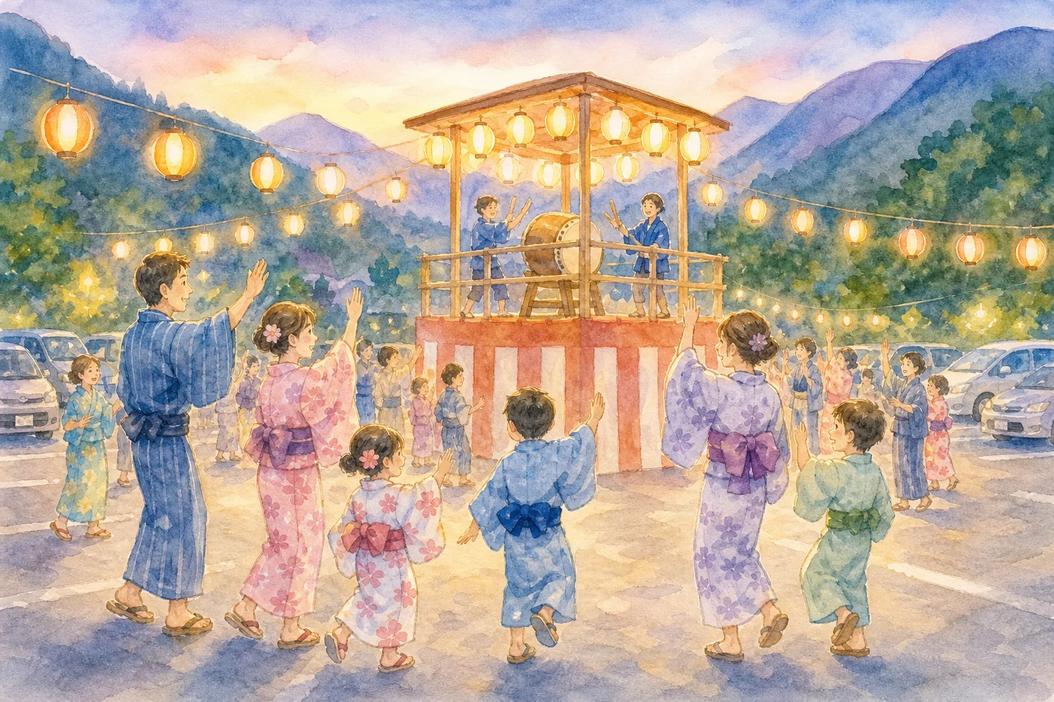 養老の滝入口駐車場(養老孝子坂ゲート前・養老公園盆踊り大会)