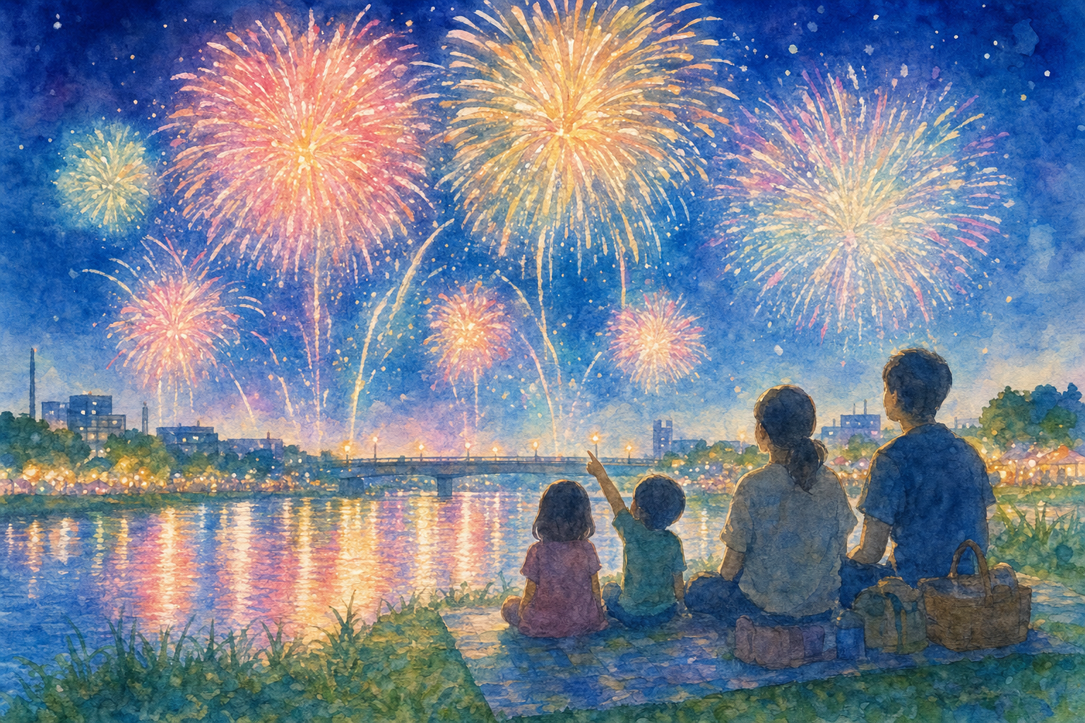 真岡市夏祭大花火大会会場(五行川河畔)