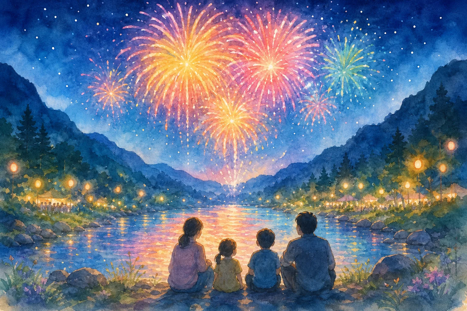 豊川河畔(桜淵公園付近・新城納涼花火大会会場)