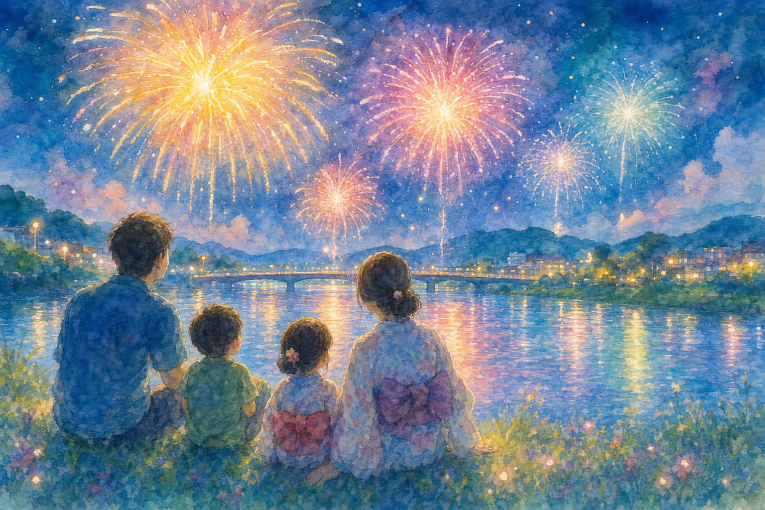 厚狭夏まつり花火大会(厚狭川河畔)