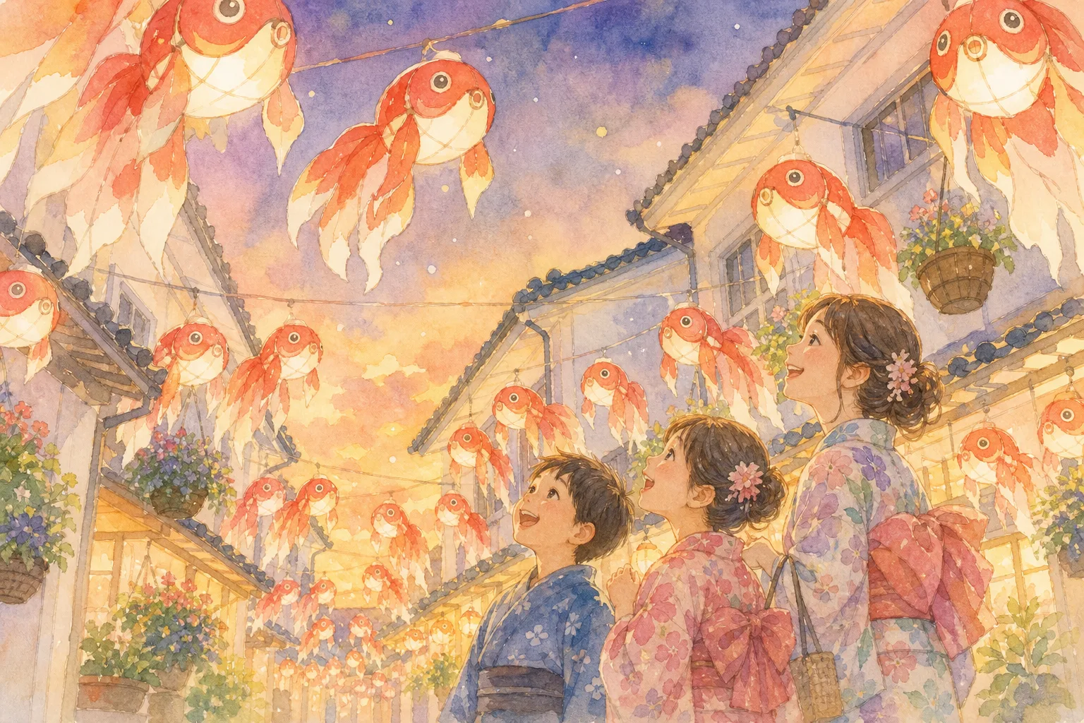 白壁の町並み・麗都路通り一帯(柳井金魚ちょうちん祭り会場)
