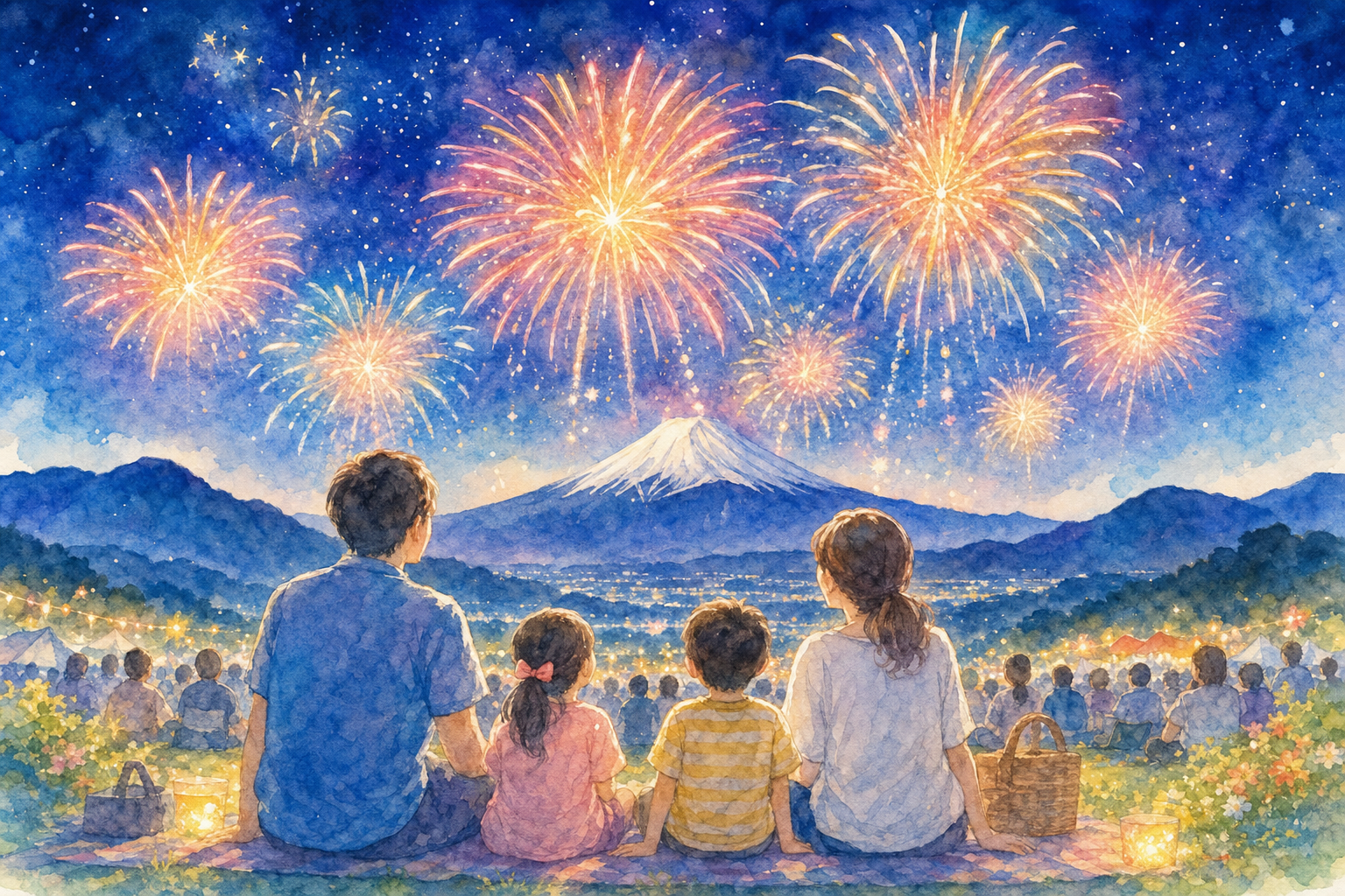 忍野八海夏祭り花火大会(忍野中学校校庭)