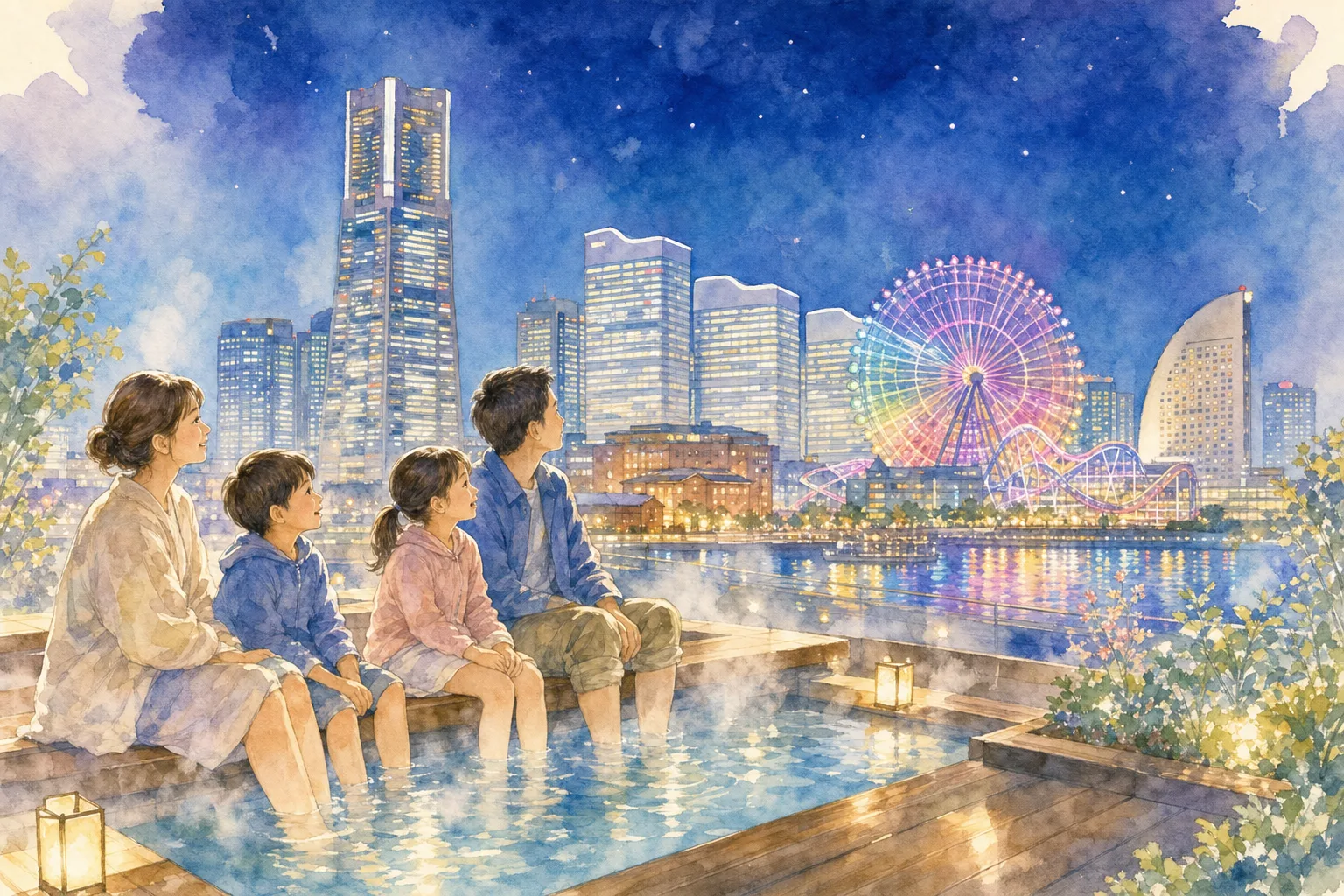 2026年 横浜みなとみらい万葉倶楽部 展望足湯庭園の夜景 1日満喫コース