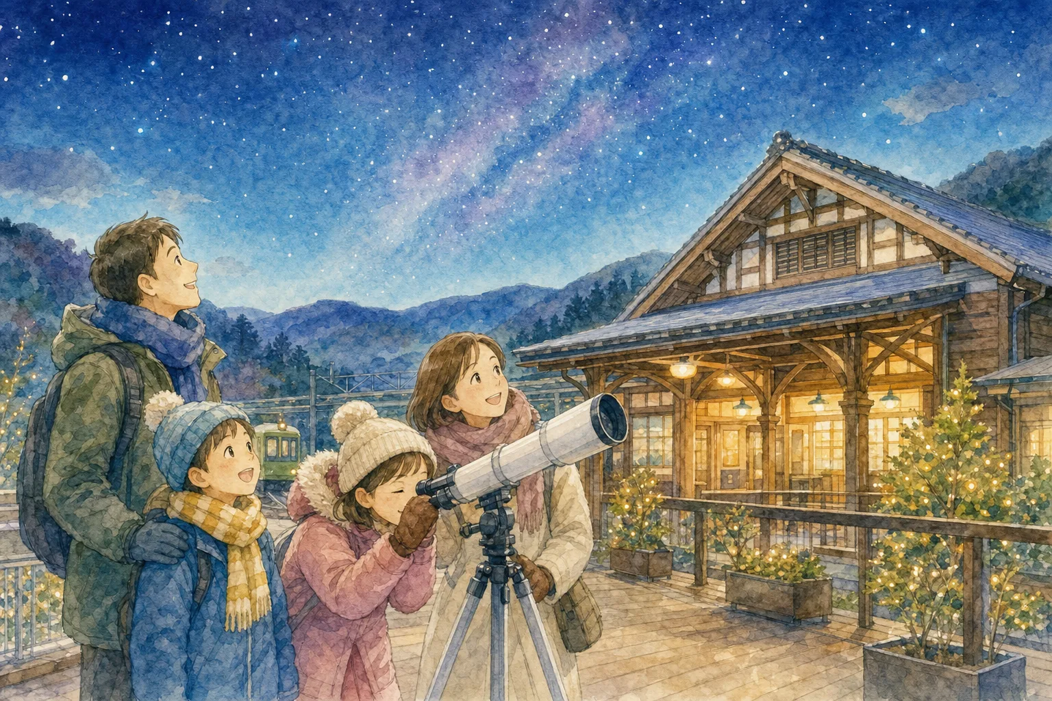 2027年 八瀬比叡山口駅の星空 1日満喫コース