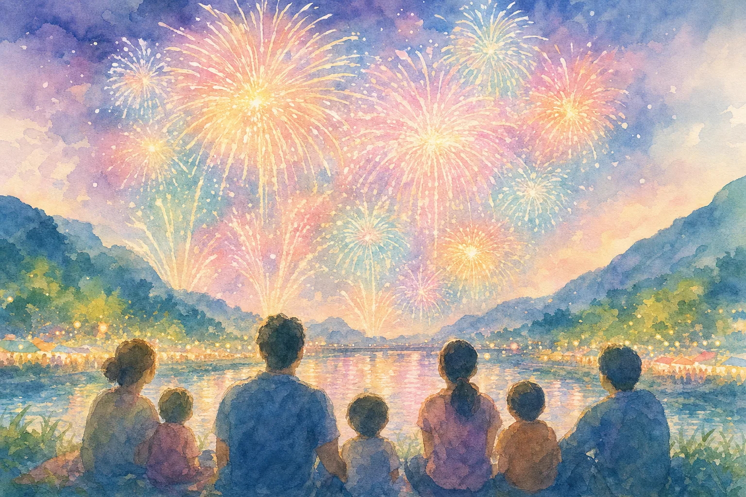 つるぎ町夏まつり花火大会(貞光中学校グラウンド・貞光川河川敷)