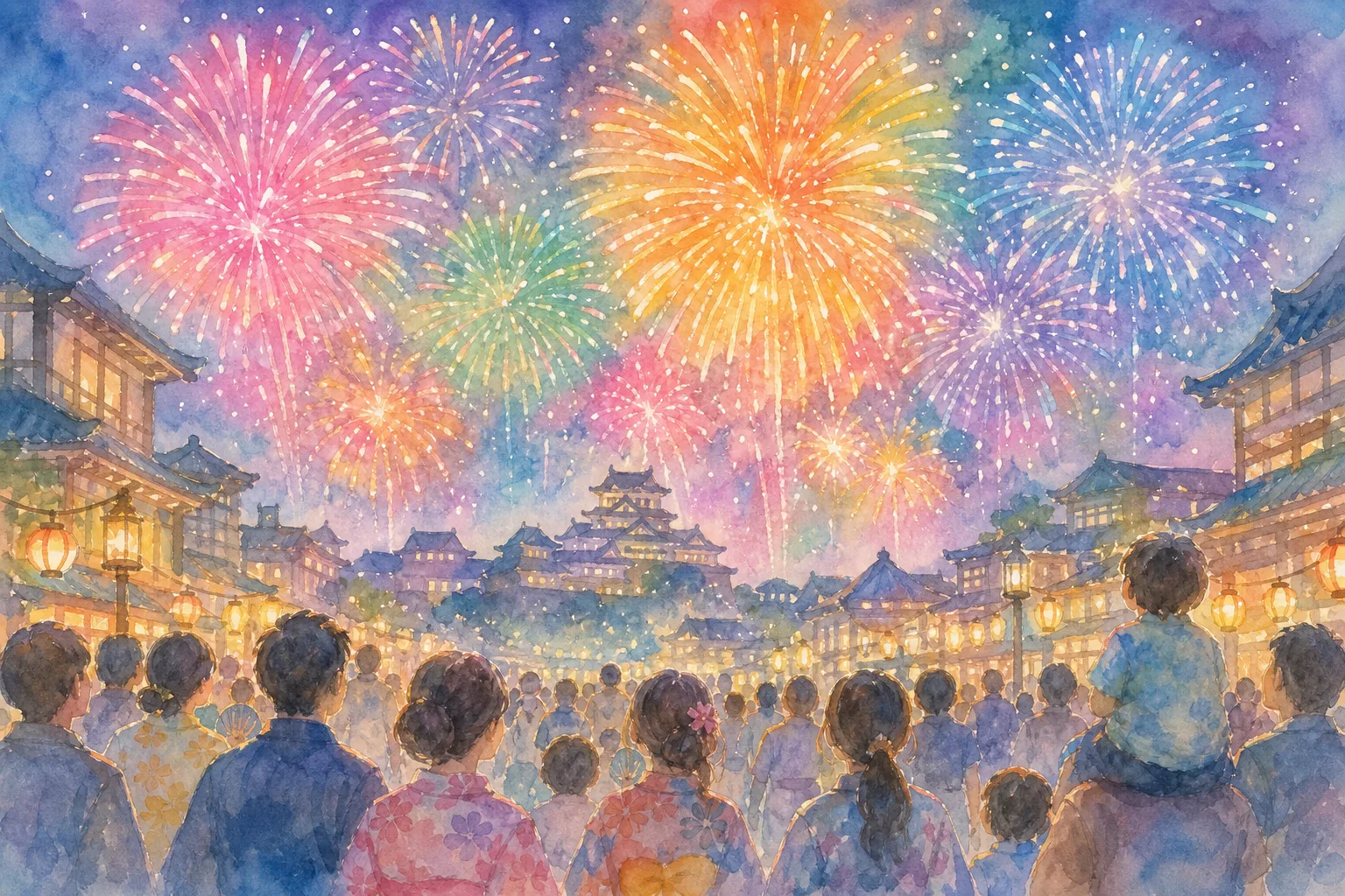小江戸甲府の夏祭り 花火会場(甲府市中心部・甲府城下町エリア)