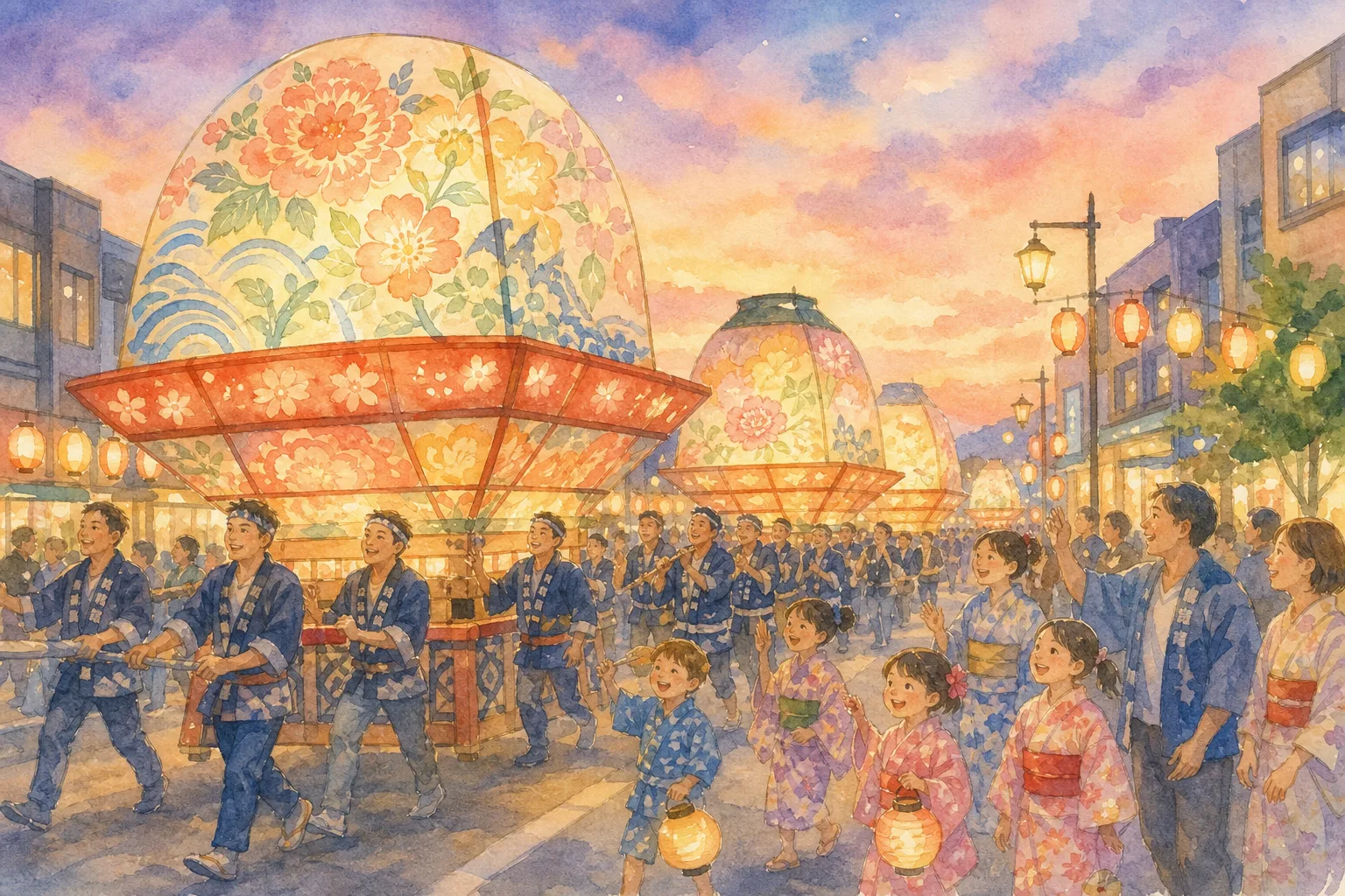 鹿角花輪駅周辺(花輪ねぷた会場)