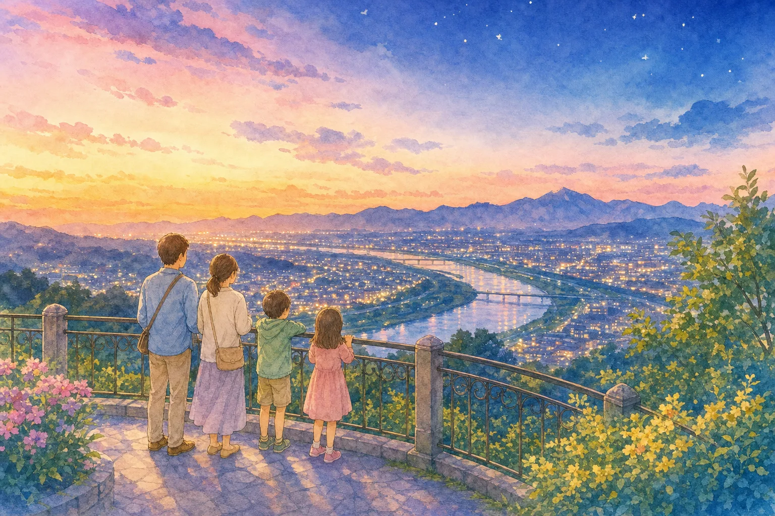 2026年 三段の滝展望広場・八景の棚の夜景 1日満喫コース