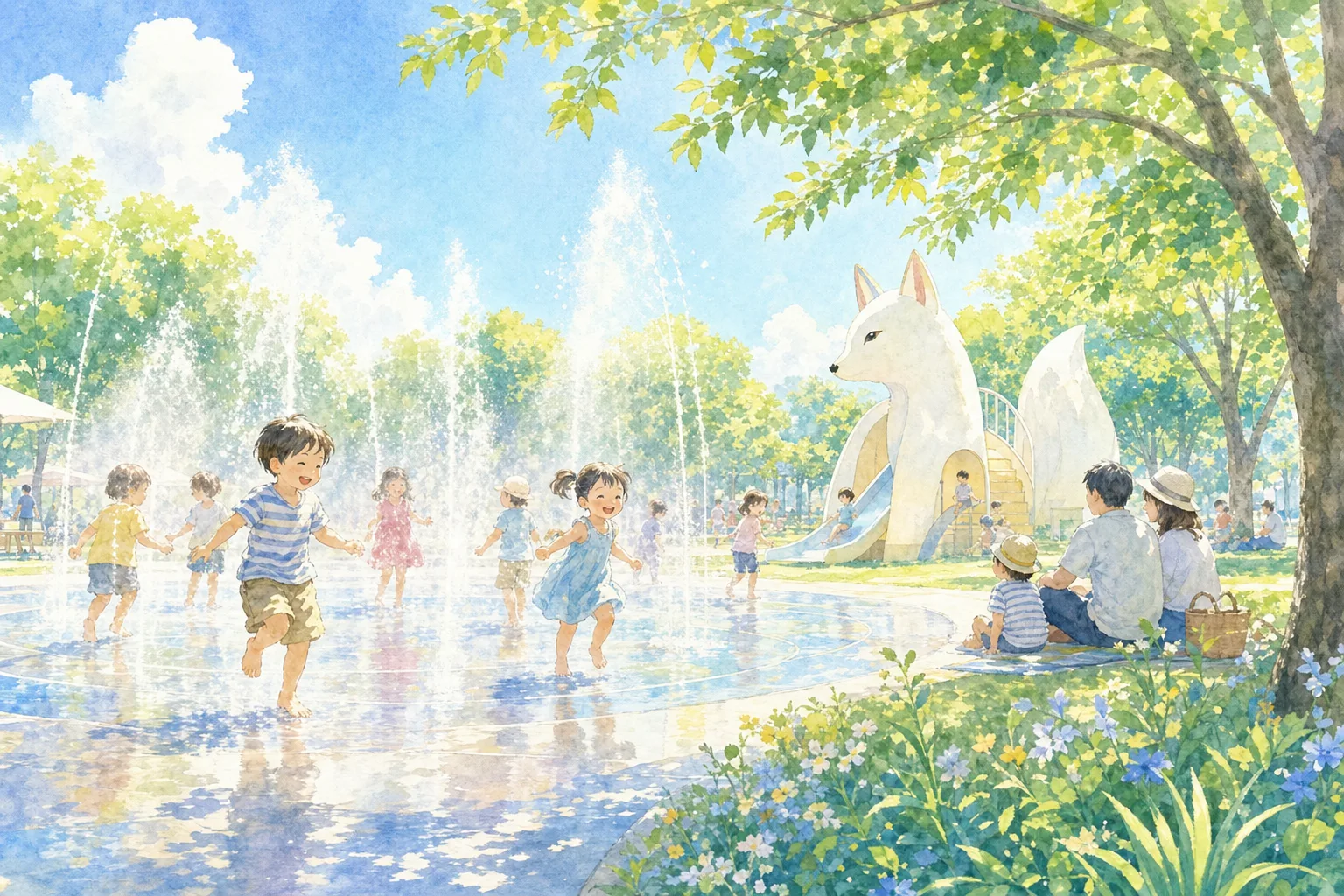 2026年 湯田温泉こんこんパーク 噴水広場 1日満喫コース