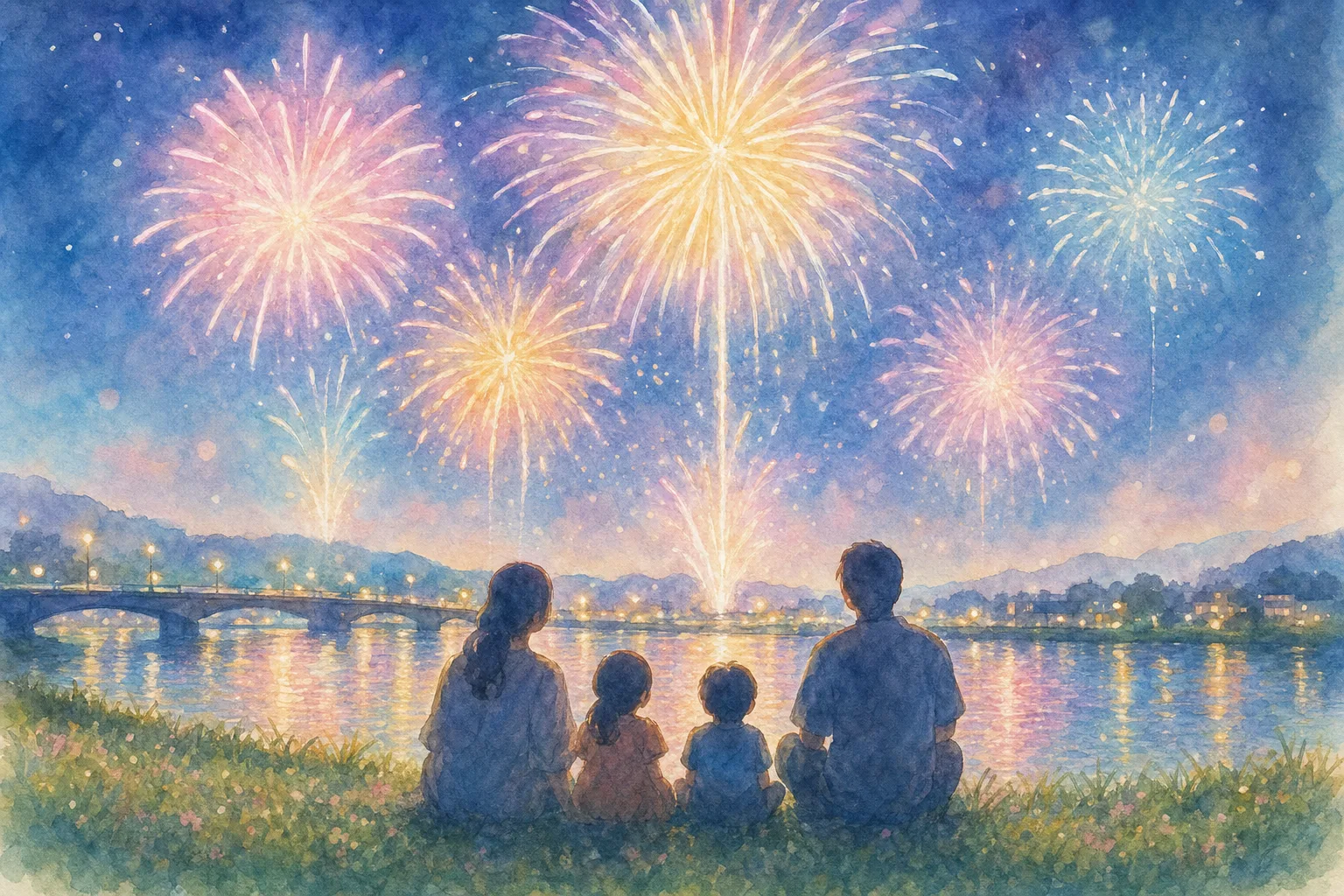 広瀬祇園祭花火大会 会場(富田橋付近 飯梨川左岸河川敷)