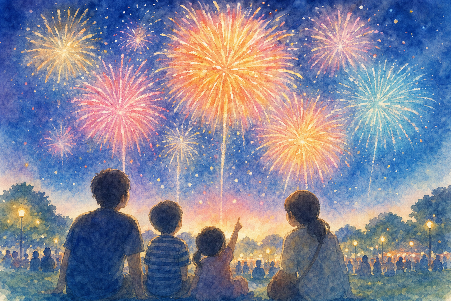 あさか野夏まつり花火大会会場(AGCエレクトロニクス郡山カルチャーパーク付近)