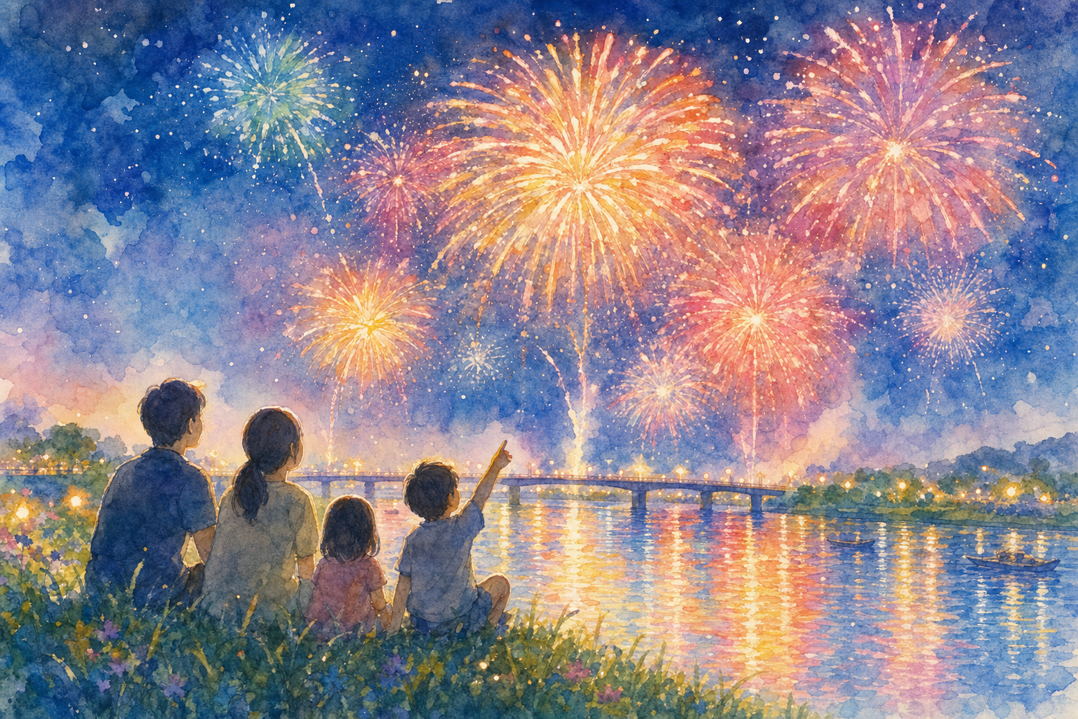 赤川花火大会(赤川河畔 羽黒橋〜三川橋)