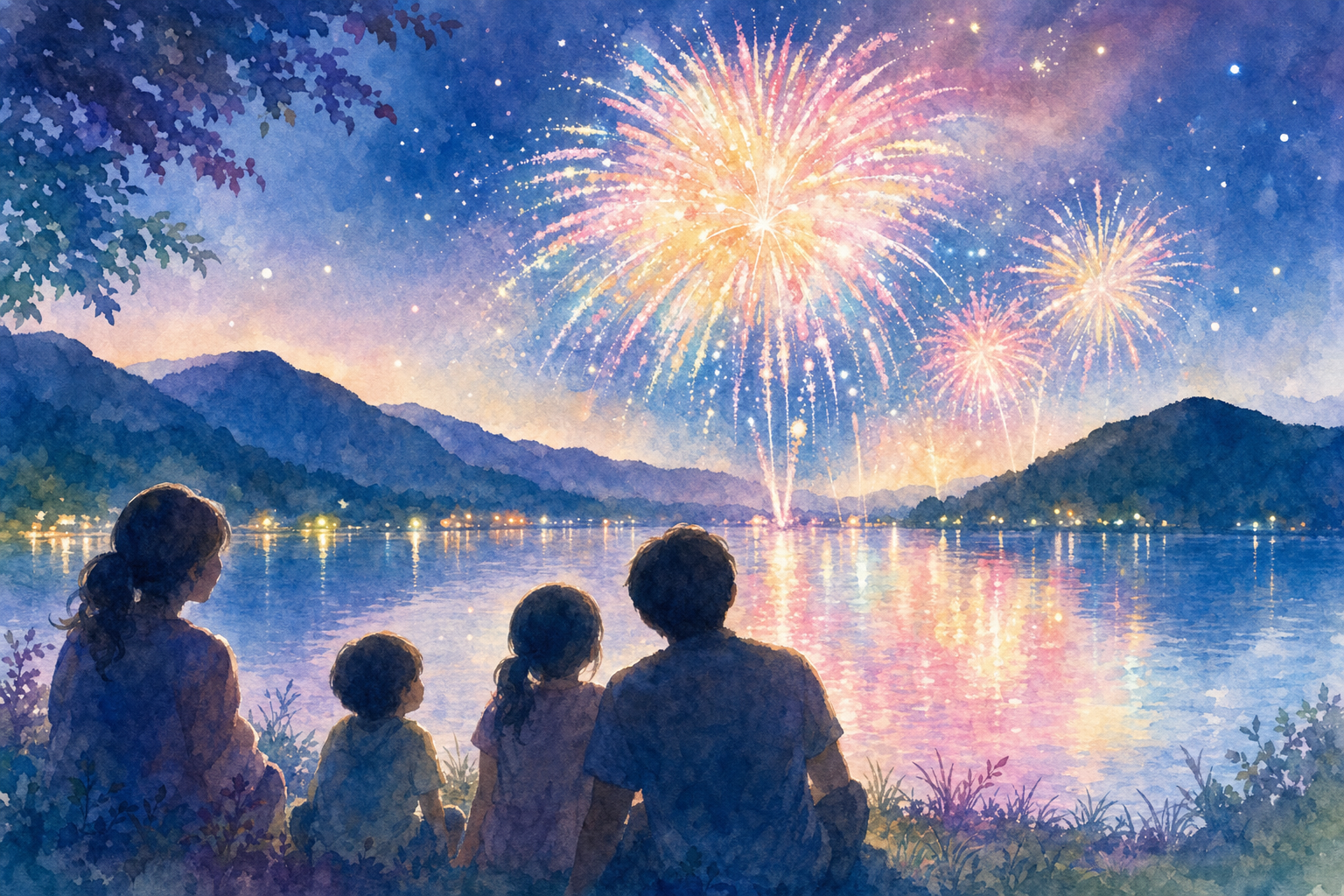 野尻湖花火大会(野尻湖上)